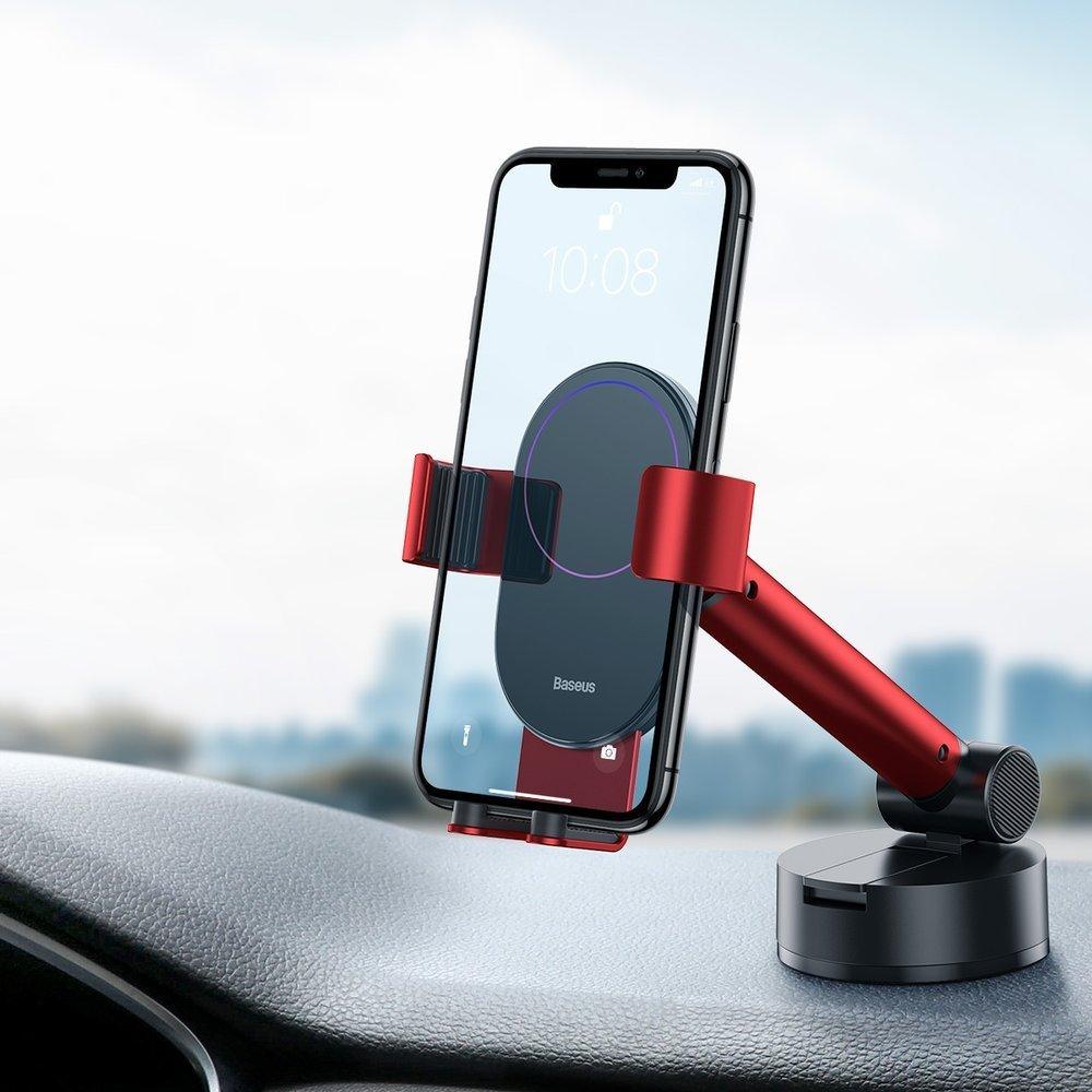 BASEUS GRAVITY CAR HOLDER SIMPLISM WINDSHIELD OR DASHBOAD MOUNT (SUYL-JY09) RED - ledmania.gr