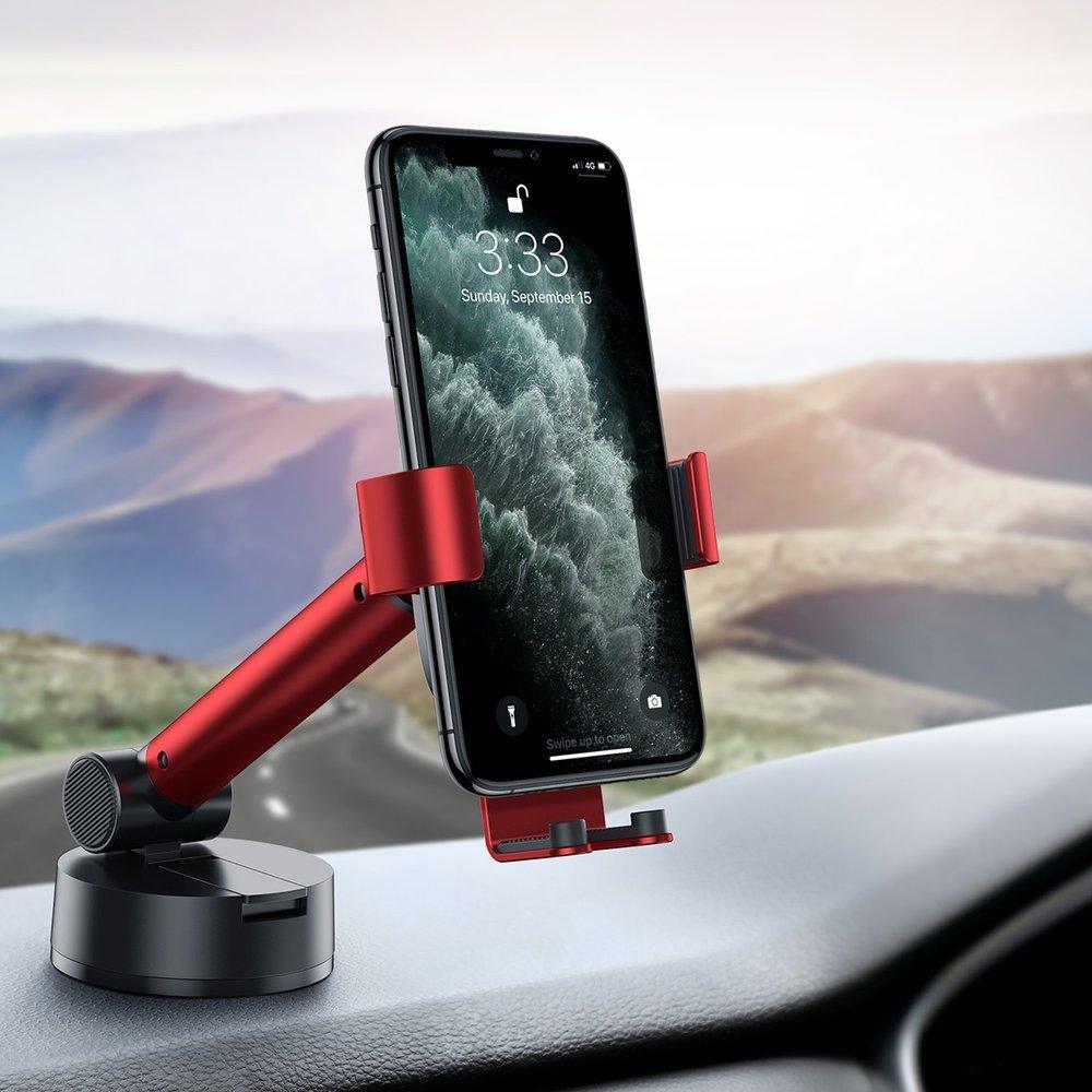 BASEUS GRAVITY CAR HOLDER SIMPLISM WINDSHIELD OR DASHBOAD MOUNT (SUYL-JY09) RED - ledmania.gr