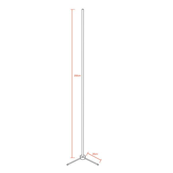 Μοντέρνο Minimal Επιδαπέδιο Μαύρο Φωτιστικό 250cm LED 40 Watt με Ασύρματο Χειριστήριο RF & Dimmer RGB GloboStar ALIEN Design GLOBO-250-8 - ledmania.gr