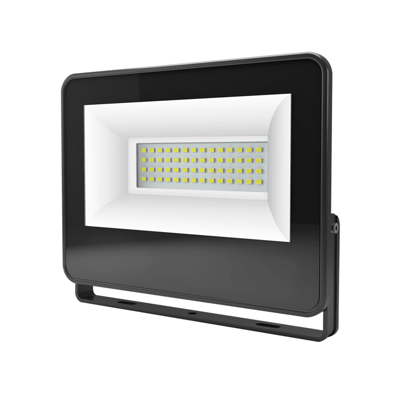 BLACK LED SMD FLOOD LUMINAIRE IP66 50W 3000K 5000Lm 230V AC RA80 - ledmania.gr