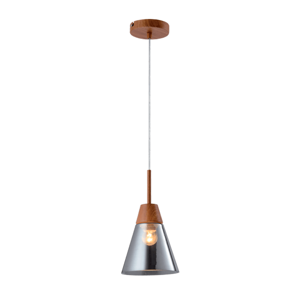 BRADLEY PENDANT 1xE27 WOOD/GREY - ledmania.gr