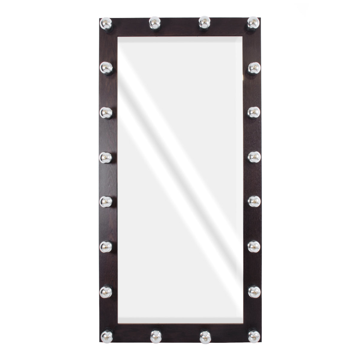 GloboStar® MAKEUP MIRROR-160x80-2 Μοντέρνος Καθρέπτης Μακιγιάζ με Πλαίσιο Φυσικού Ξύλου με Διακόπτη On/Off 20 x E27 AC220-240V - Μ80 x Π7 x Υ160cm - Καφέ Wenge - ledmania.gr