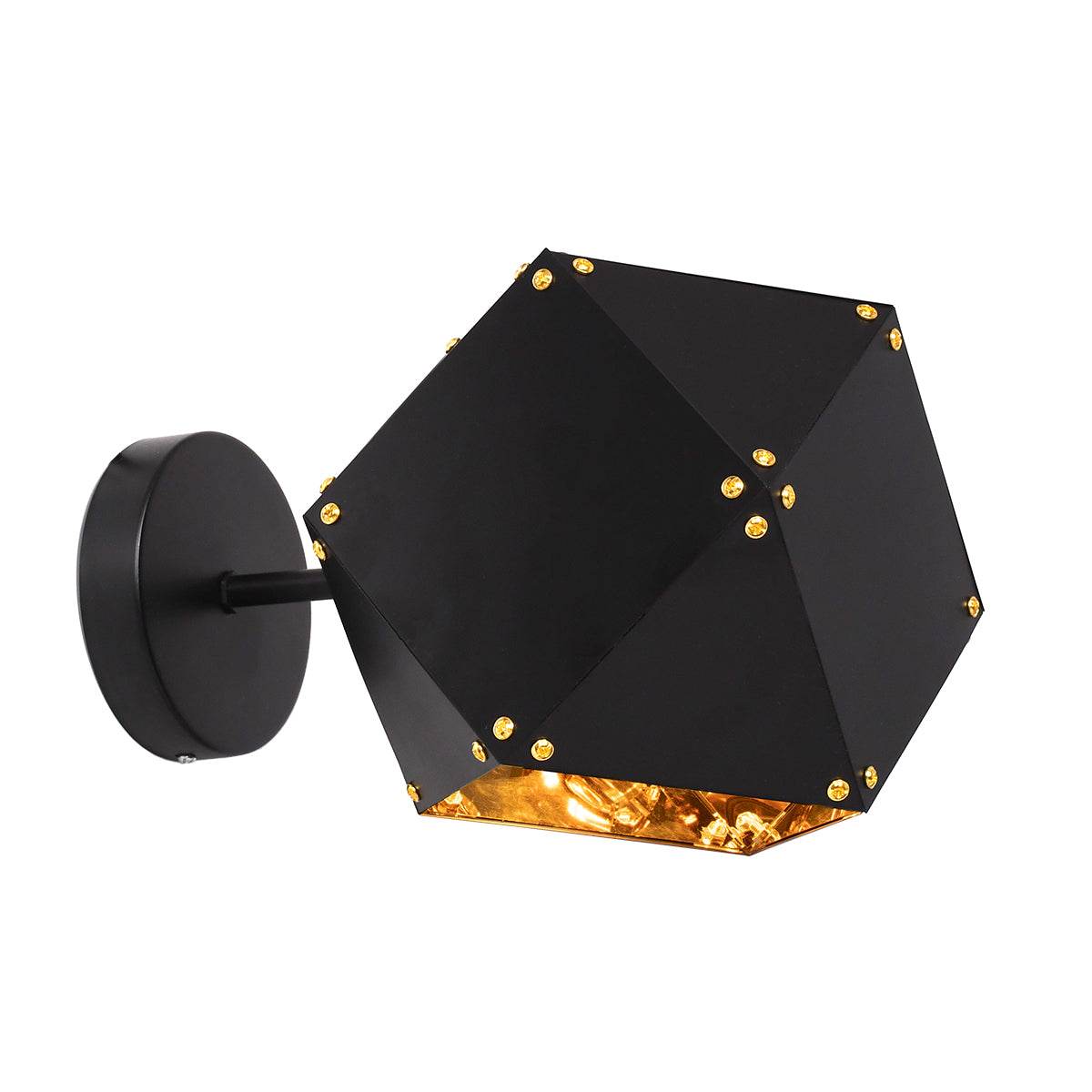 GloboStar® WELLES Replica 00794 Μοντέρνο Φωτιστικό Τοίχου Απλίκα Μονόφωτο Μεταλλικό Μαύρο Χρυσό Μ17 x Π28 x Υ17cm - ledmania.gr