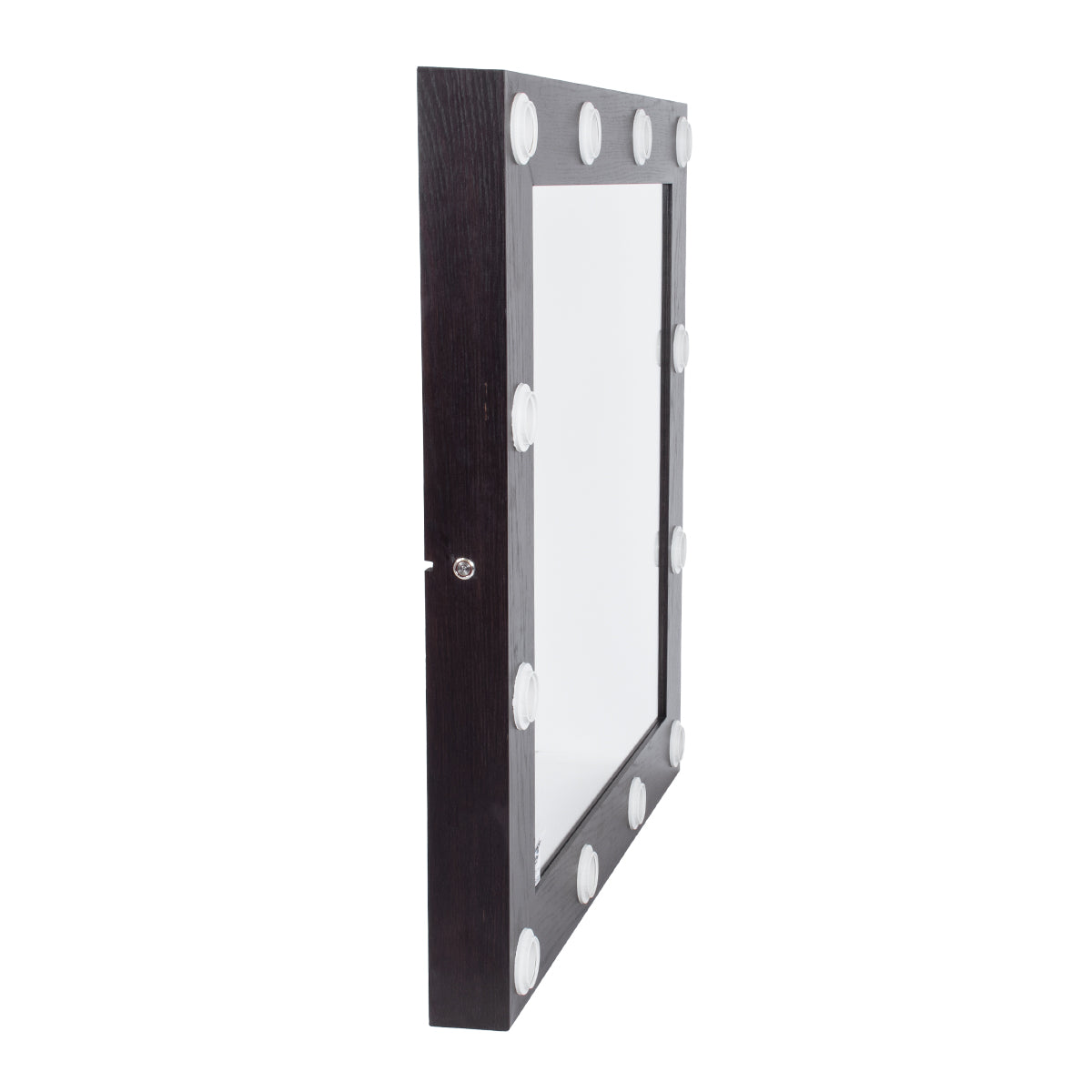 GloboStar® MAKEUP MIRROR-80x80-2 Μοντέρνος Καθρέπτης Μακιγιάζ με Πλαίσιο Φυσικού Ξύλου με Διακόπτη On/Off 12 x E27 AC220-240V - Μ80 x Π7 x Υ80cm - Καφέ Wenge - ledmania.gr