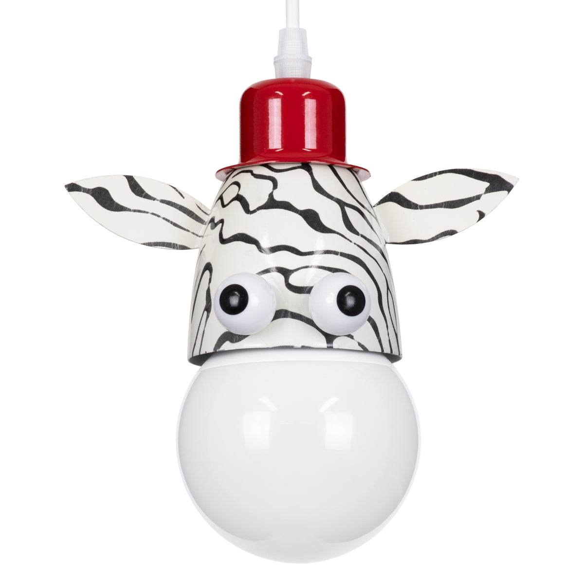GloboStar® ZEBRA 00639 Μοντέρνο Κρεμαστό Παιδικό Φωτιστικό Οροφής Μονόφωτο Λευκό Μαύρο Μεταλλικό Μ19 x Π10.5 x Υ13.5cm - ledmania.gr