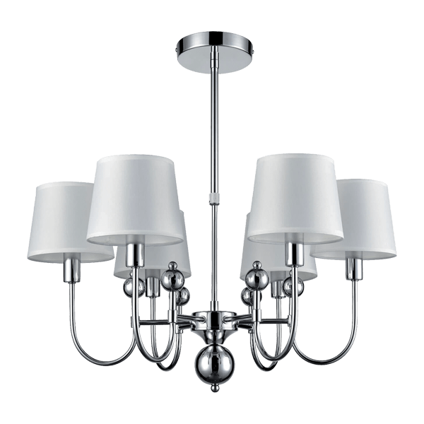 CARMEN CHANDELIER 6xE27 WHITE/CHROME - ledmania.gr