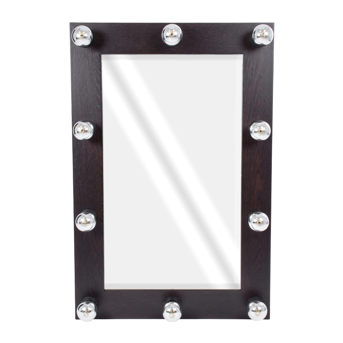 GloboStar® MAKEUP MIRROR-60x90-2 Μοντέρνος Καθρέπτης Μακιγιάζ με Πλαίσιο Φυσικού Ξύλου με Διακόπτη On/Off 10 x E27 AC220-240V - Μ60 x Π7 x Υ90cm - Καφέ Wenge - ledmania.gr