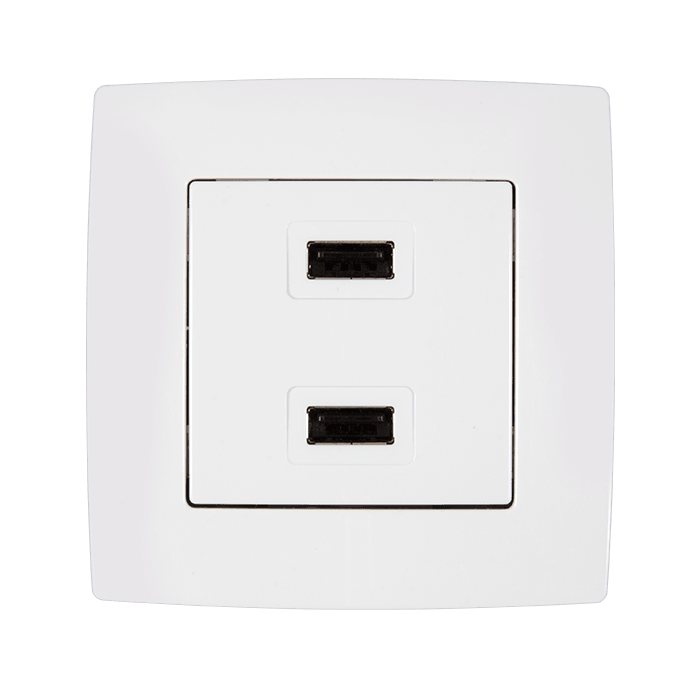 CITY ΔΙΠΛΗ ΠΡΙΖΑ USB ΛΕΥΚΟ ΜΕΤΑΛΛΙΖΕ - ledmania.gr
