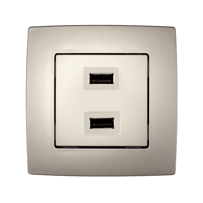 CITY ΔΙΠΛΗ ΠΡΙΖΑ USB ΣΑΜΠΑΝΙΖΕ ΜΕΤΑΛΛΙΖΕ - ledmania.gr