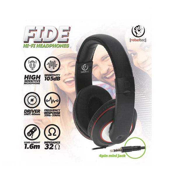 REBELTEC FIDE HEADPHONES BLACK - ledmania.gr