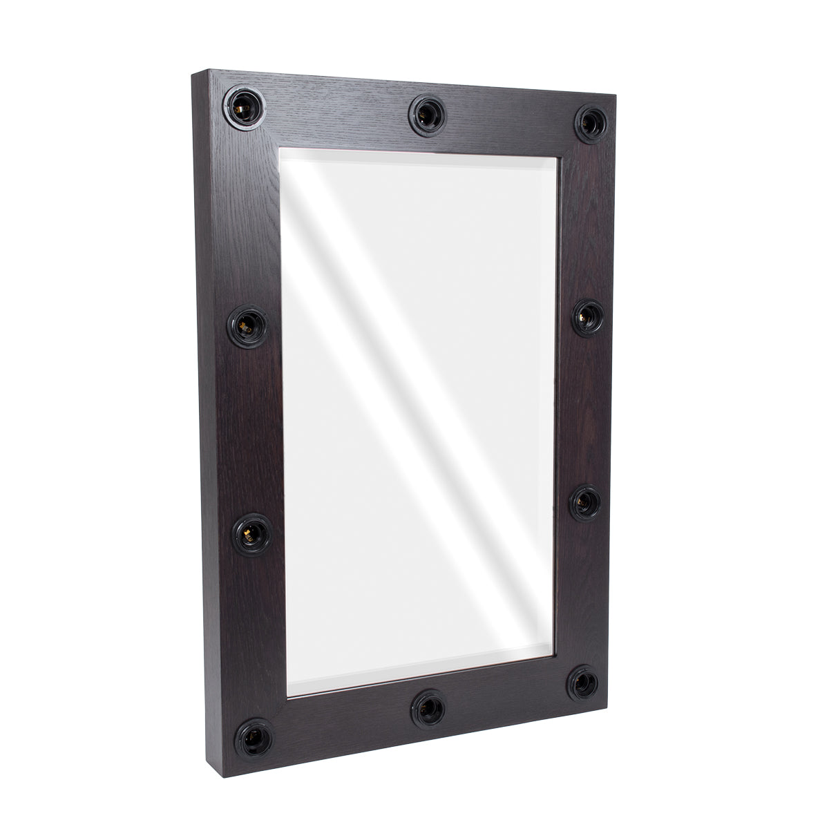 GloboStar® MAKEUP MIRROR-60x90-2 Μοντέρνος Καθρέπτης Μακιγιάζ με Πλαίσιο Φυσικού Ξύλου με Διακόπτη On/Off 10 x E27 AC220-240V - Μ60 x Π7 x Υ90cm - Καφέ Wenge - ledmania.gr
