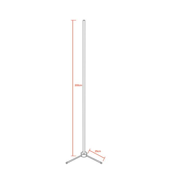 Μοντέρνο Minimal Επιδαπέδιο Μαύρο Φωτιστικό 200cm LED 32 Watt με Ασύρματο Χειριστήριο RF & Dimmer Θερμό Λευκό 3000k GloboStar ALIEN Design GLOBO-200-3 - ledmania.gr