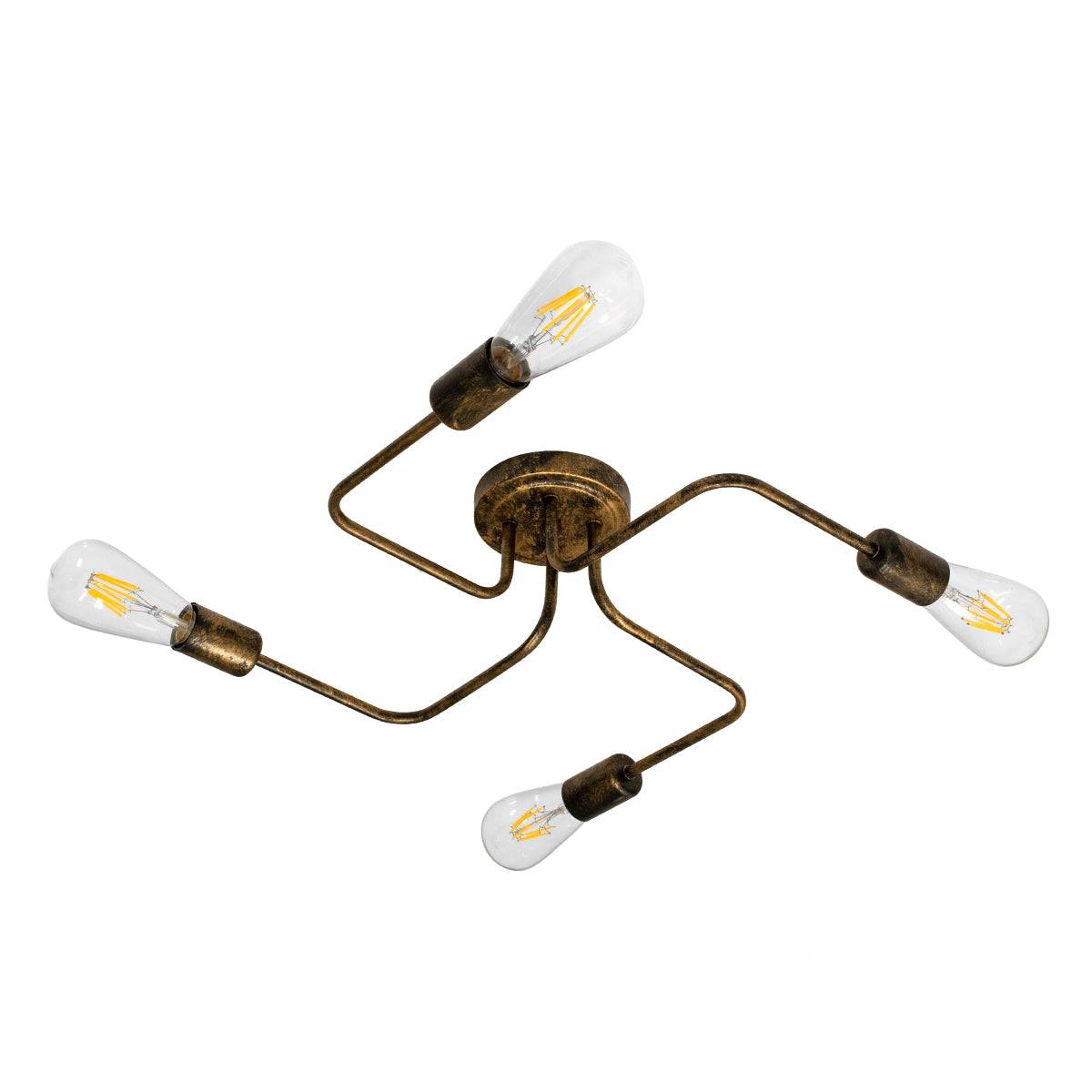 GloboStar® LIBERTA 00839 Μοντέρνο Φωτιστικό Οροφής Πολύφωτο Χάλκινο Σκουριά Μ44.5 x Π44.5 x Υ12cm - ledmania.gr