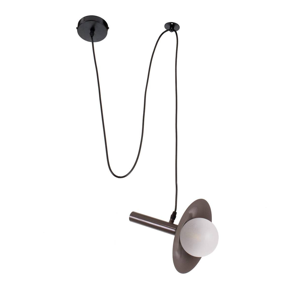 GloboStar® CELEST 00791 Μοντέρνο Μεταλλικό Κρεμαστό Φωτιστικό Οροφής Ανάρτηση με Ντουί G9 Μονόφωτο Καφέ με Λευκό Γυαλί Φ20 x Y26.5cm - ledmania.gr