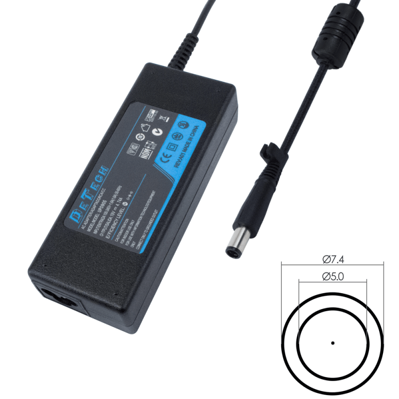 DeTech Τροφοδοτικό Ρεύματος για HP 90W 19V 4.74A 7.4* 5.0 - ledmania.gr