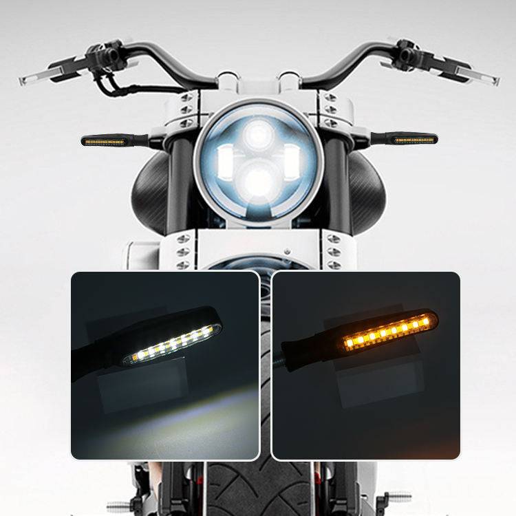 DRL Φώτα φλας μοτοσικλέτας 10w που ρέουν led με φως φρένων μοτοσικλέτας drl-Κιτρινο Ασπρο-12vdc-Σετ 2τεμ. - ledmania.gr