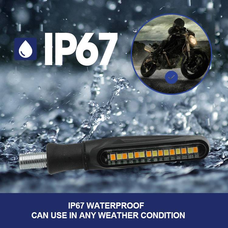 DRL Φώτα φλας μοτοσικλέτας 10w που ρέουν led με φως φρένων μοτοσικλέτας drl-Κιτρινο Ασπρο-12vdc-Σετ 2τεμ. - ledmania.gr