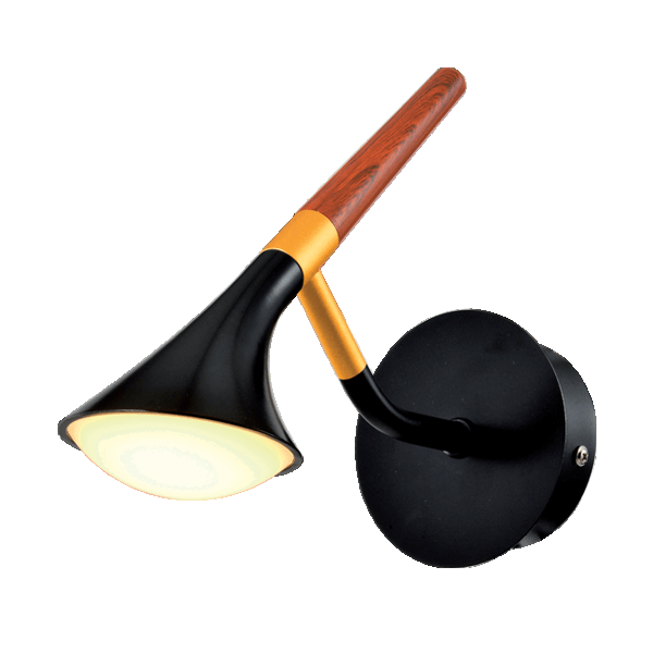 DUNCAN LED WALL LAMP 5W 3000K MATTE BLACK/WOOD - ledmania.gr