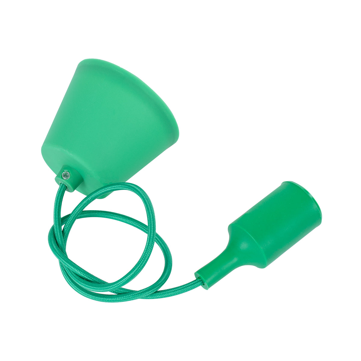 GloboStar® CABLITO 61556 Μοντέρνο Κρεμαστό Φωτιστικό Οροφής Μονόφωτο 1 x E27 Πράσινο Σιλικόνης Ανάρτηση με Υφασμάτινο Καλώδιο Φ4 x Υ110cm - ledmania.gr