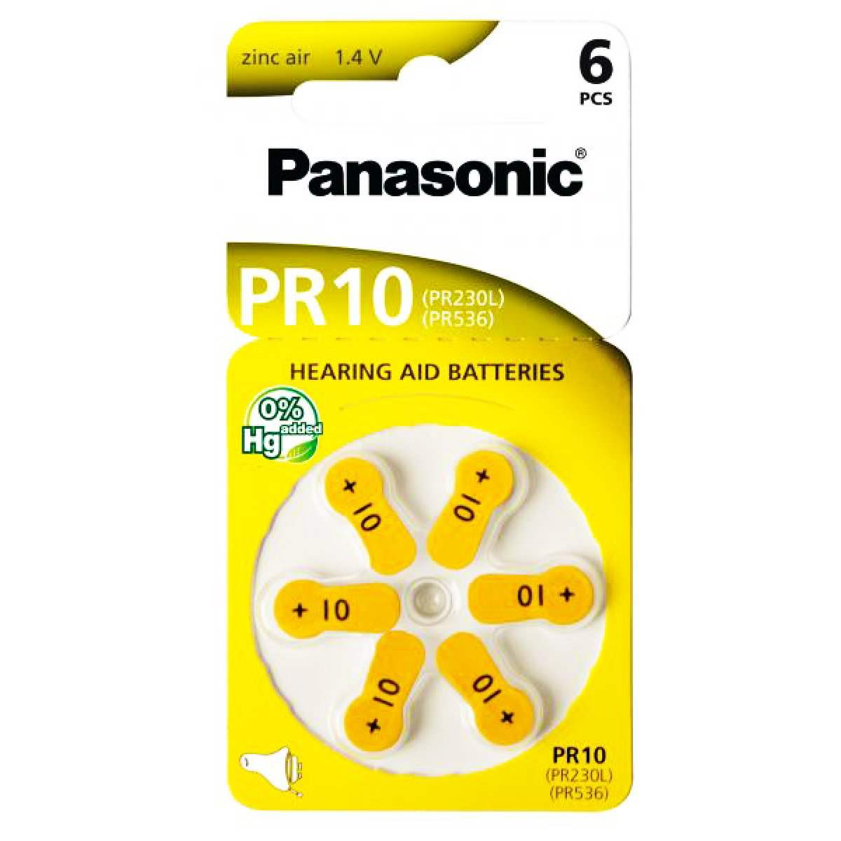 PANASONIC PR10 ΜΠΑΤΑΡΙΕΣ ΑΚΟΥΣΤΙΚΩΝ ΒΑΡΗΚΟΙΑΣ, MERCURY FREE, 1.4V, 6ΤΜΧ - ledmania.gr