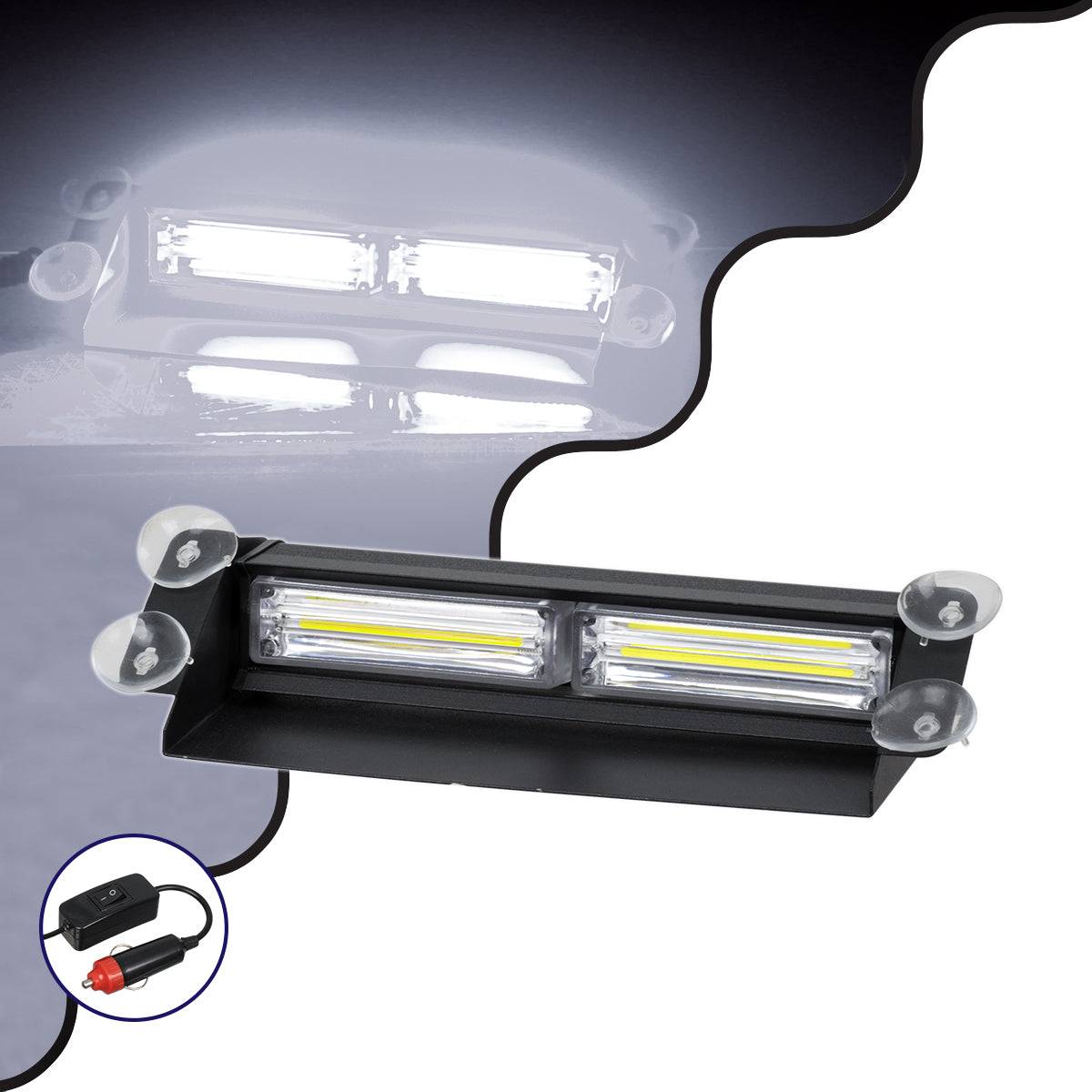 GloboStar® 85116 PRO Series Μπάρα Σήμανσης με Βεντούζες για Παρμπρίζ Οχήματος Ασθενοφόρου για Αυτοκίνητα & Φορτηγά 13 Προγραμμάτων Φωτισμού LED CREE CXB COB 18W DC 10-30V IP20 Ψυχρό Λευκό 6000K - ledmania.gr