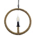 GloboStar® HUNTER 10001111 Vintage Industrial Κρεμαστό Φωτιστικό Οροφής Μονόφωτο Μαύρο Μεταλλικό με Μπεζ Σχοινί Φ33 x Y33cm - ledmania.gr