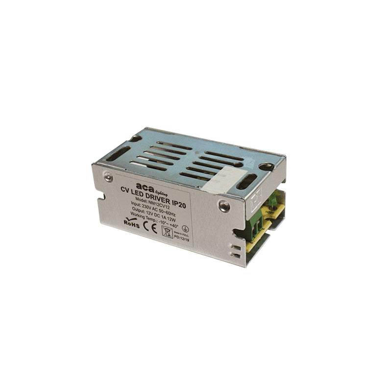 ^METAL CV LED DRIVER 12W 230V AC-12V DC 1A IP20 WITH TERMINAL - ledmania.gr