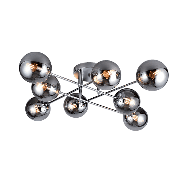ERMINA CEILING LAMP 8xE14 CHROME/SMOKED GLASS-τεμ.1 - ledmania.gr