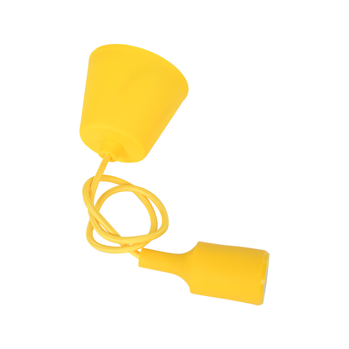GloboStar® CABLITO 61555 Μοντέρνο Κρεμαστό Φωτιστικό Οροφής Μονόφωτο 1 x E27 Κίτρινο Σιλικόνης Ανάρτηση με Υφασμάτινο Καλώδιο Φ4 x Υ110cm - ledmania.gr