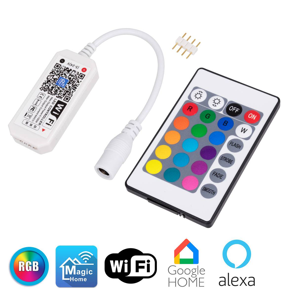 GloboStar® 73435 Ασύρματος Smart Home Wi-Fi LED RGB Controller με Χειριστήριο RF 2.4Ghz DC 5-24V Max 100W - ledmania.gr