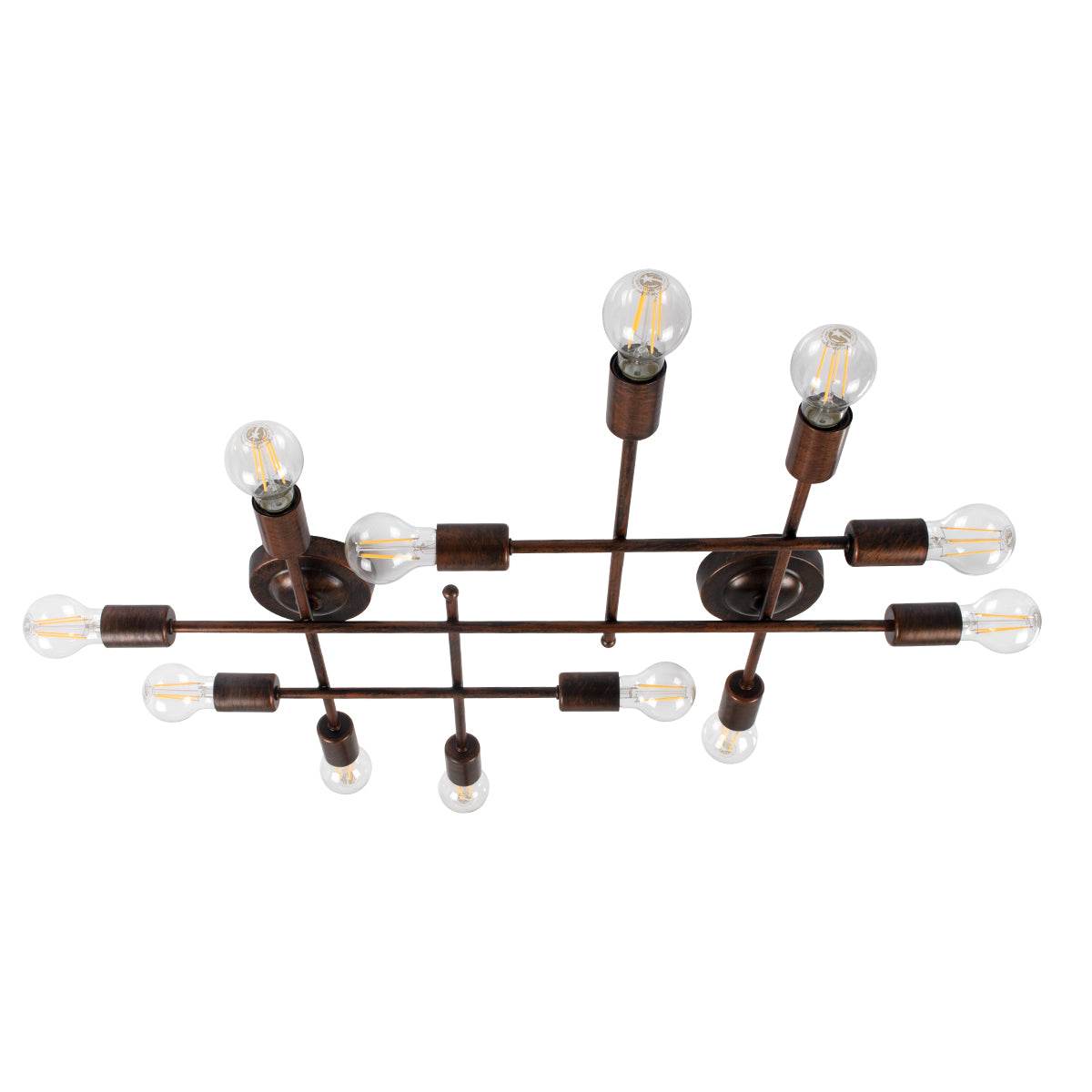 GloboStar® PIPING 00668-1 Vintage Industrial Φωτιστικό Οροφής Πολύφωτο Χάλκινο Μεταλλικό Πλέγμα Μ78.5 x Π9.5 x Υ64cm - ledmania.gr
