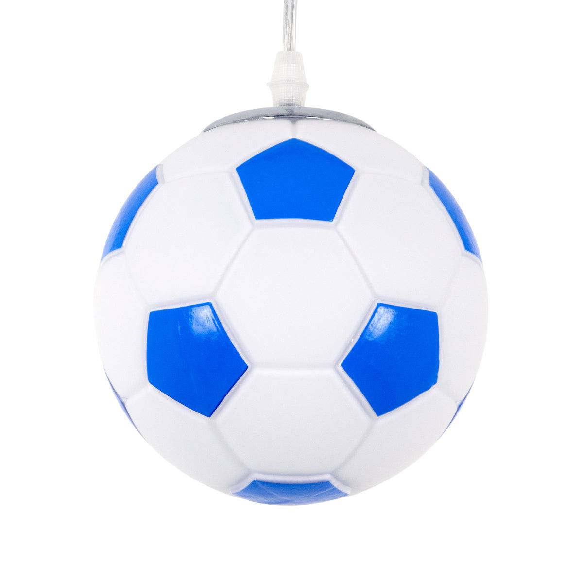GloboStar® FOOTBALL 00644 Μοντέρνο Κρεμαστό Παιδικό Φωτιστικό Οροφής Μονόφωτο Γαλάζιο Λευκό Γυάλινο Φ15 x Υ18cm - ledmania.gr