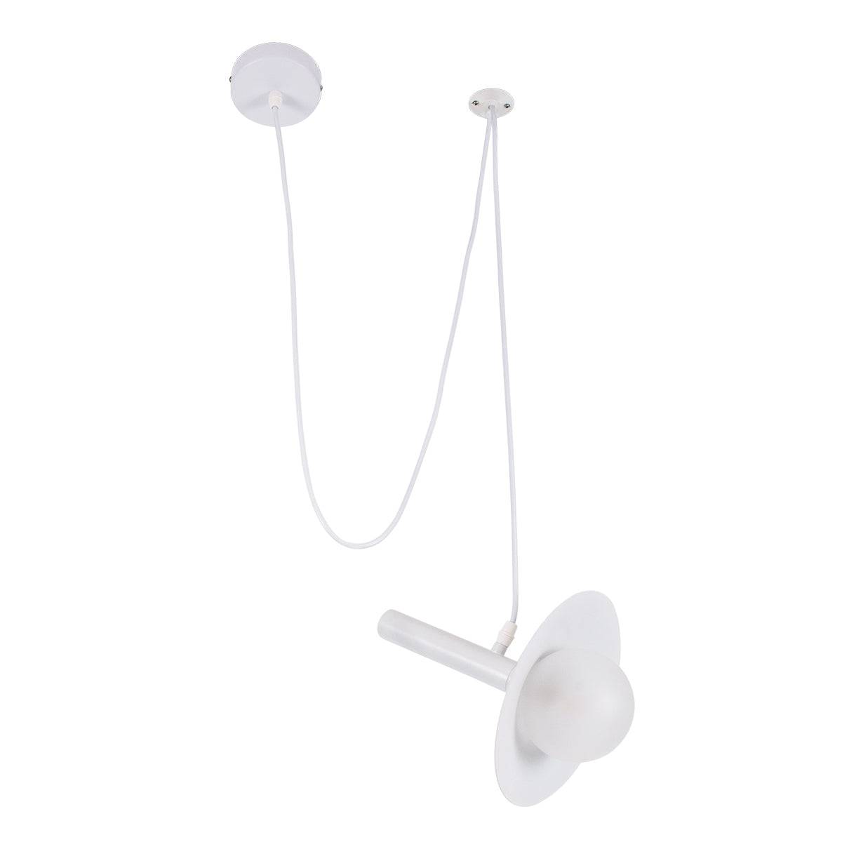 GloboStar® CELEST 00790 Μοντέρνο Μεταλλικό Κρεμαστό Φωτιστικό Οροφής Ανάρτηση με Ντουί G9 Μονόφωτο Λευκό με Λευκό Γυαλί Φ20 x Y26.5cm - ledmania.gr