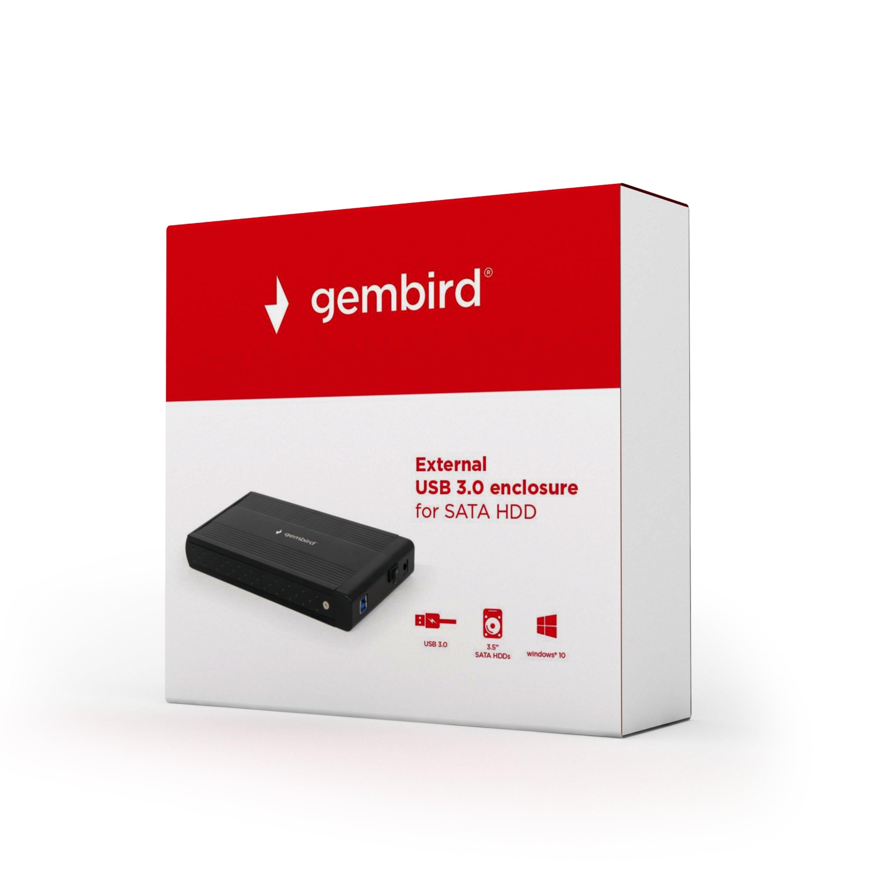 GEMBIRD EE3-U3S-3 3.5'' USB 3.0 ENCLOSURE BLACK - ledmania.gr