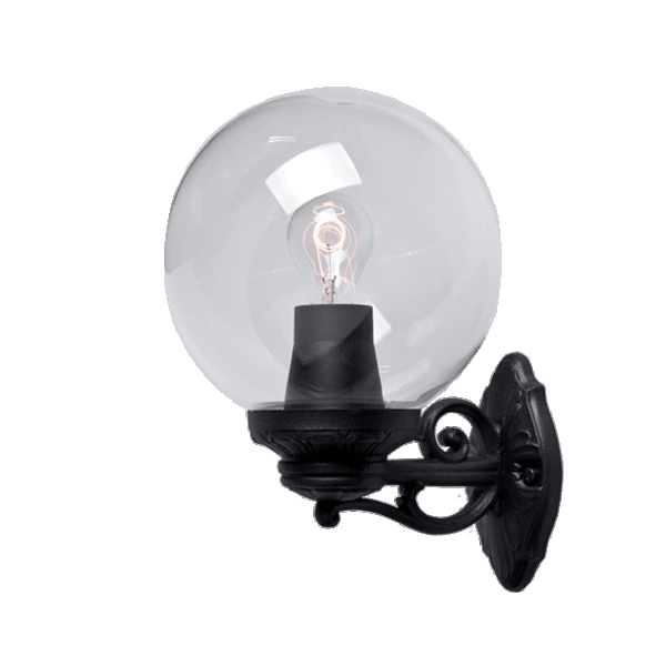 GLOBE 250 GARDEN WALL LAMP 1XE27 IP55 BLACK - ledmania.gr