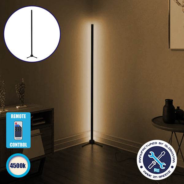 Μοντέρνο Minimal Επιδαπέδιο Μαύρο Φωτιστικό 100cm LED 16 Watt με Ασύρματο Χειριστήριο RF & Dimmer Φυσικό Λευκό 4500k GloboStar ALIEN Design GLOBO-100-2 - ledmania.gr