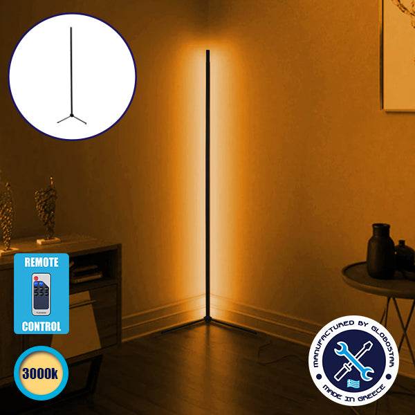 Μοντέρνο Minimal Επιδαπέδιο Μαύρο Φωτιστικό 150cm LED 24 Watt με Ασύρματο Χειριστήριο RF & Dimmer Θερμό Λευκό 3000k GloboStar ALIEN Design GLOBO-150-3 - ledmania.gr