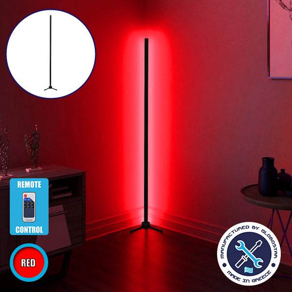 Μοντέρνο Minimal Επιδαπέδιο Μαύρο Φωτιστικό 150cm LED 24 Watt με Ασύρματο Χειριστήριο RF & Dimmer Κόκκινο GloboStar ALIEN Design GLOBO-150-4 - ledmania.gr