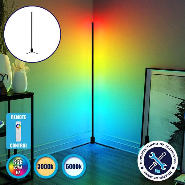 Μοντέρνο Minimal Επιδαπέδιο Μαύρο Φωτιστικό 150cm LED 30 Watt με Ασύρματο Χειριστήριο 2.4G RF & Dimmer RGBW+WW Πολύχρωμο - Ψυχρό - Ημέρας - Θερμό GloboStar ALIEN Design GLOBO-150-9 - ledmania.gr