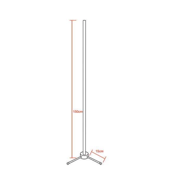 Μοντέρνο Minimal Επιδαπέδιο Μαύρο Φωτιστικό 150cm LED 24 Watt με Ασύρματο Χειριστήριο RF & Dimmer Ψυχρό Λευκό 6000k GloboStar ALIEN Design GLOBO-150-1 - ledmania.gr