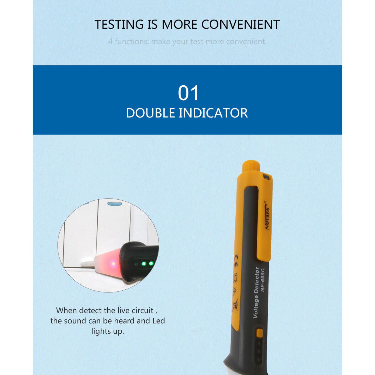 GloboStar 79990 Επαγγελματικός Ανιχνευτής Τάσης ΑC - Voltage Detector Χωρίς Επαφή 50-1000V με Φακό LED - Ένδειξη LED - Ρύθμηση Ευαισθησίας - Ένδειξη Ισχύος Σήματος - Εργαλείο Ηλεκτρολόγου - ledmania.gr