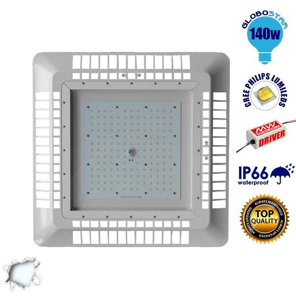 GloboStar® 115090 Φωτιστικό Οροφής για Βενζινάδικα Gas Station 140W AC 230V 19600lm 60° Αδιάβροχο IP65 Ψυχρό Λευκό 5000K - ledmania.gr