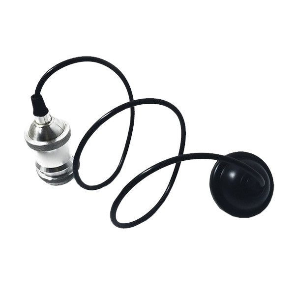 GloboStar® 115102 Κρεμαστό Φωτιστικό Οροφής Ανάρτηση με Μαύρη Πλαστική Βάση - Πλαστικό Μαύρο Καλώδιο και Νίκελ Μεταλλικό Ντουί Ε27 - ledmania.gr