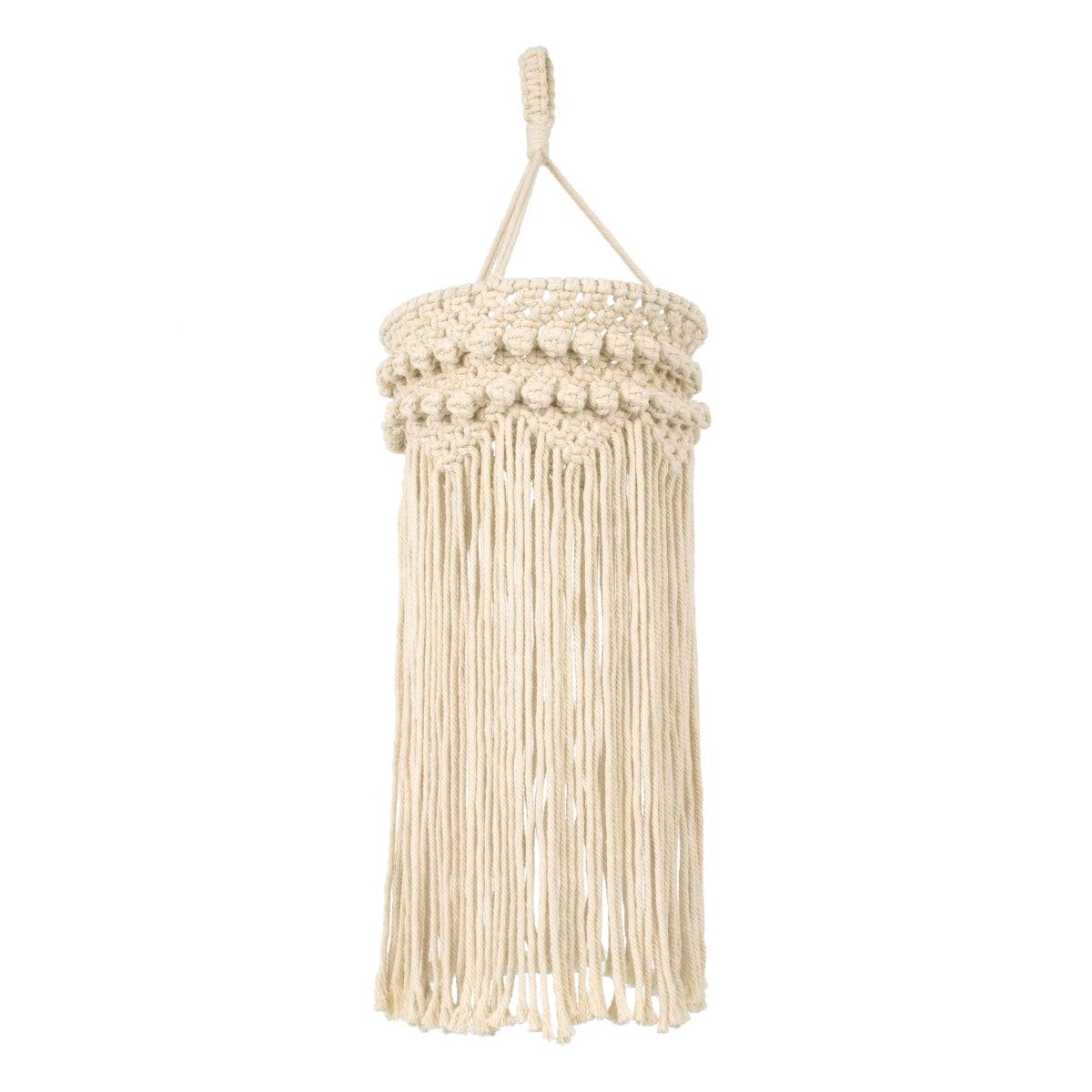 GloboStar® 36205 UGANDA Καπέλο Φωτιστικού Boho - Μακραμέ Πλεκτό Χειροποίητο Μπεζ Υφασμάτινο με Σχοινί Φ25 x Υ70cm - ledmania.gr
