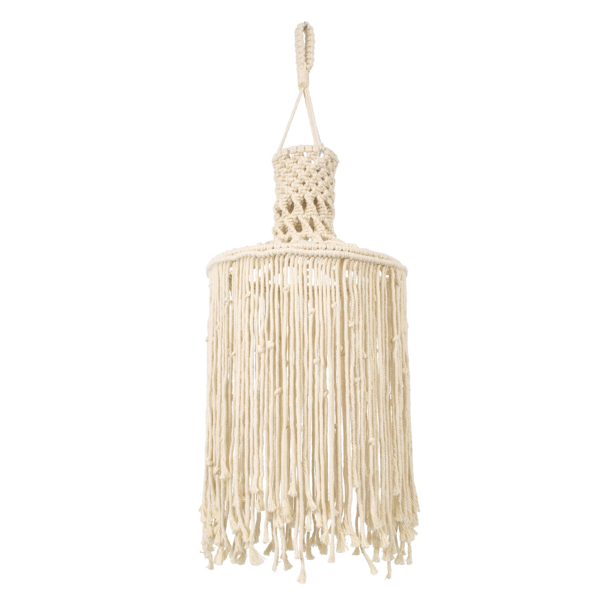 GloboStar® 36207 SENEGAL Καπέλο Φωτιστικού Boho - Μακραμέ Πλεκτό Χειροποίητο Μπεζ Υφασμάτινο με Σχοινί Φ30 x Υ80cm - ledmania.gr