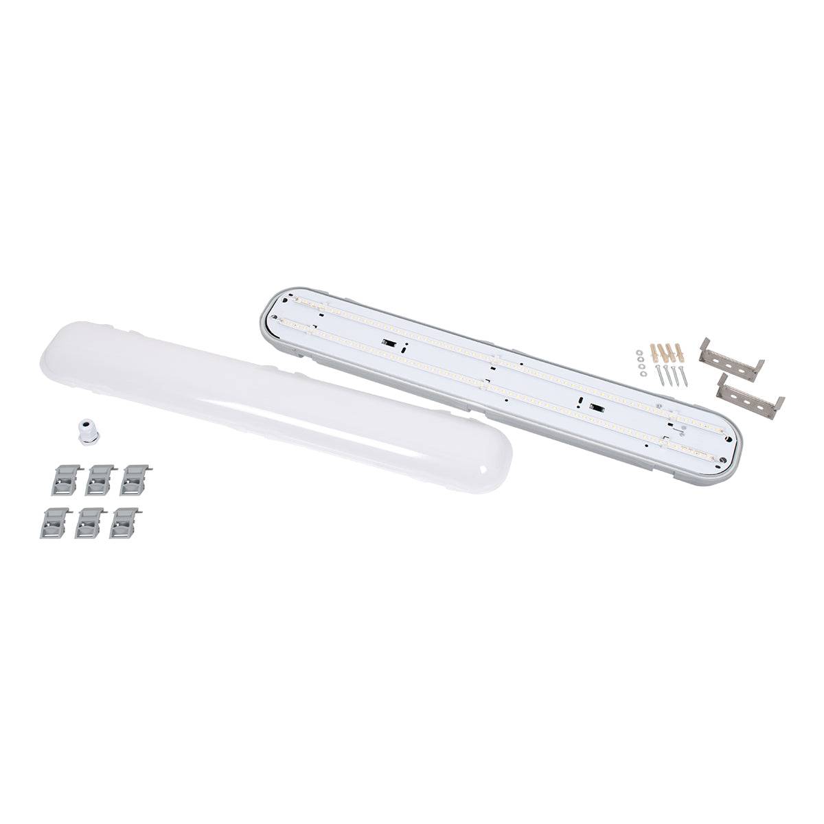 GloboStar® 60172 LED Γραμμικό Βιομηχανικό Φωτιστικό Tri-Proof 60cm 24W 2690lm 120° AC 220-240V Αδιάβροχο IP65 Μ60 x Π10.5 x Υ8cm Θερμό Λευκό 2700K - 3 Years Warranty - ledmania.gr