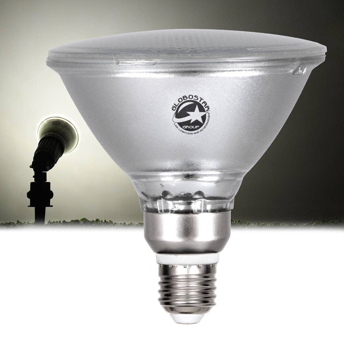 GloboStar® 60227 Λάμπα LED E27 PAR38 Κήπου Σκληρού Υάλου 18W 1900lm 60° AC 220-240V IP65 Φ12 x Υ13cm Φυσικό Λευκό 4500K - 3 Years Warranty - ledmania.gr