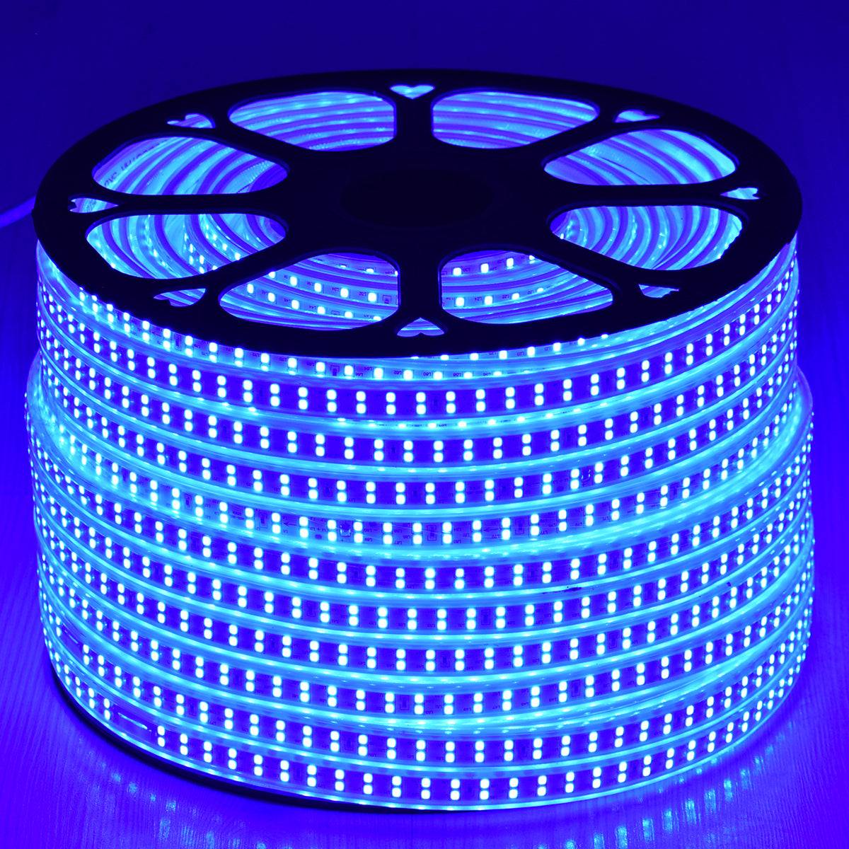GloboStar® 70516 Wide Ταινία Διπλής Σειράς Epistar LED SMD 2835 1m 24W/m 180LED/m 3144lm/m 120° DC 230V Αδιάβροχη IP68 Μπλε Dimmable - ledmania.gr