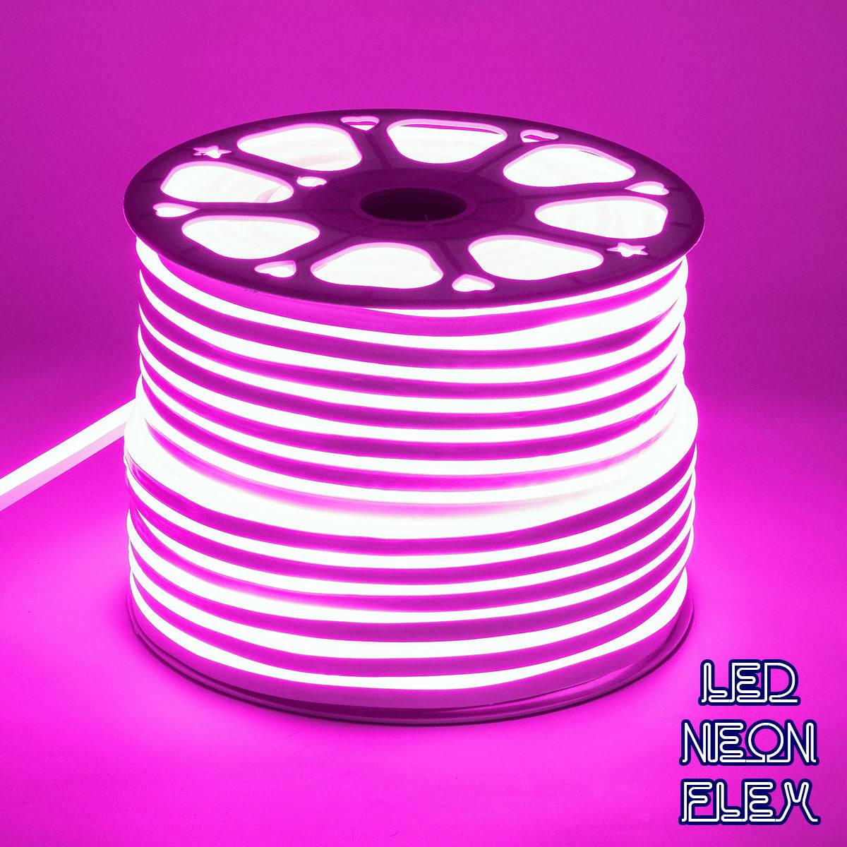 GloboStar® 70577 OVALE 120° Degree Neon Flex Epistar LED SMD 2835 1m 12W/m 120LED/m 1212lm/m 120° DC 230V Αδιάβροχη IP68 Ροζ Dimmable - ledmania.gr