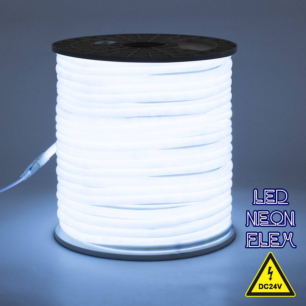 GloboStar® 70580 TUBE 360° Degree Neon Flex Epistar LED SMD 2835 1m 12W/m 120LED/m 1320lm/m 360° DC 24V Αδιάβροχη IP68 Ψυχρό Λευκό 6000K Dimmable - ledmania.gr